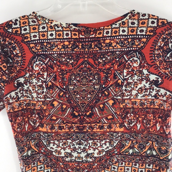 Lucky Brand Los Angeles, CA Orange Print Top Artsy Size Large Boho - Picture 7 of 10